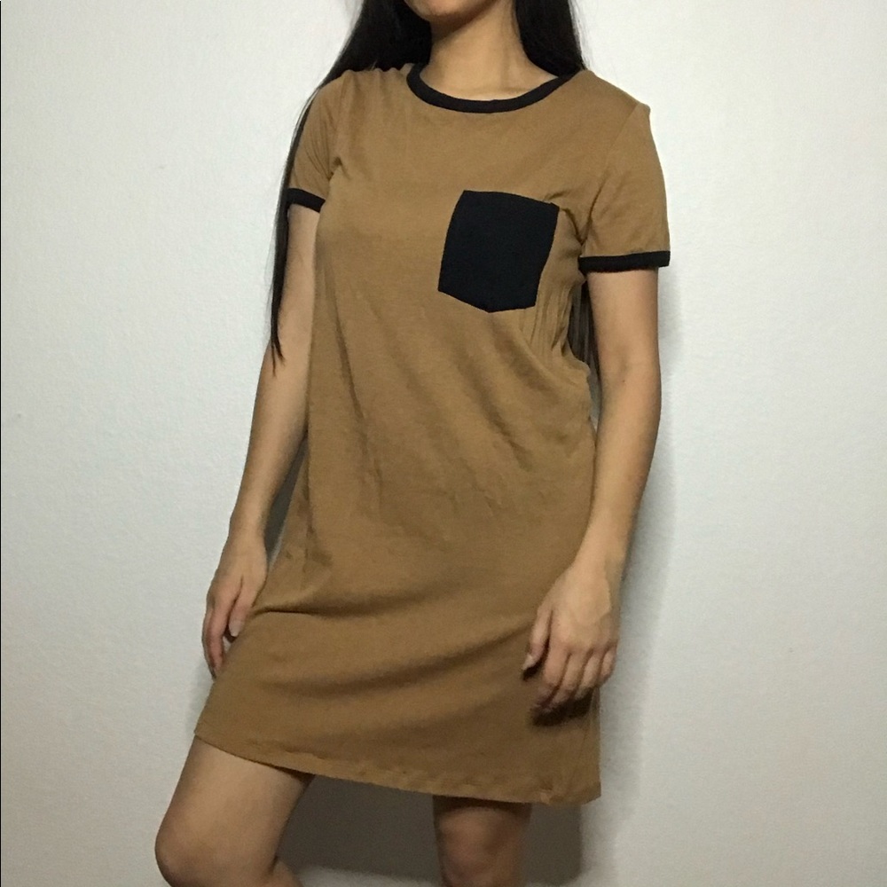 🌱 Tan/Black T-shirt Dress